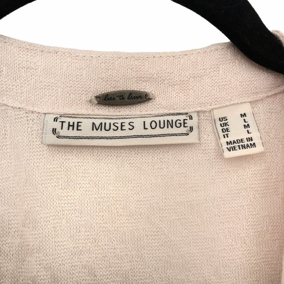 The Muses Lounge Pale Ivory Textured Balloon Long Sleeve Cardigan M - Picture 3 of 10